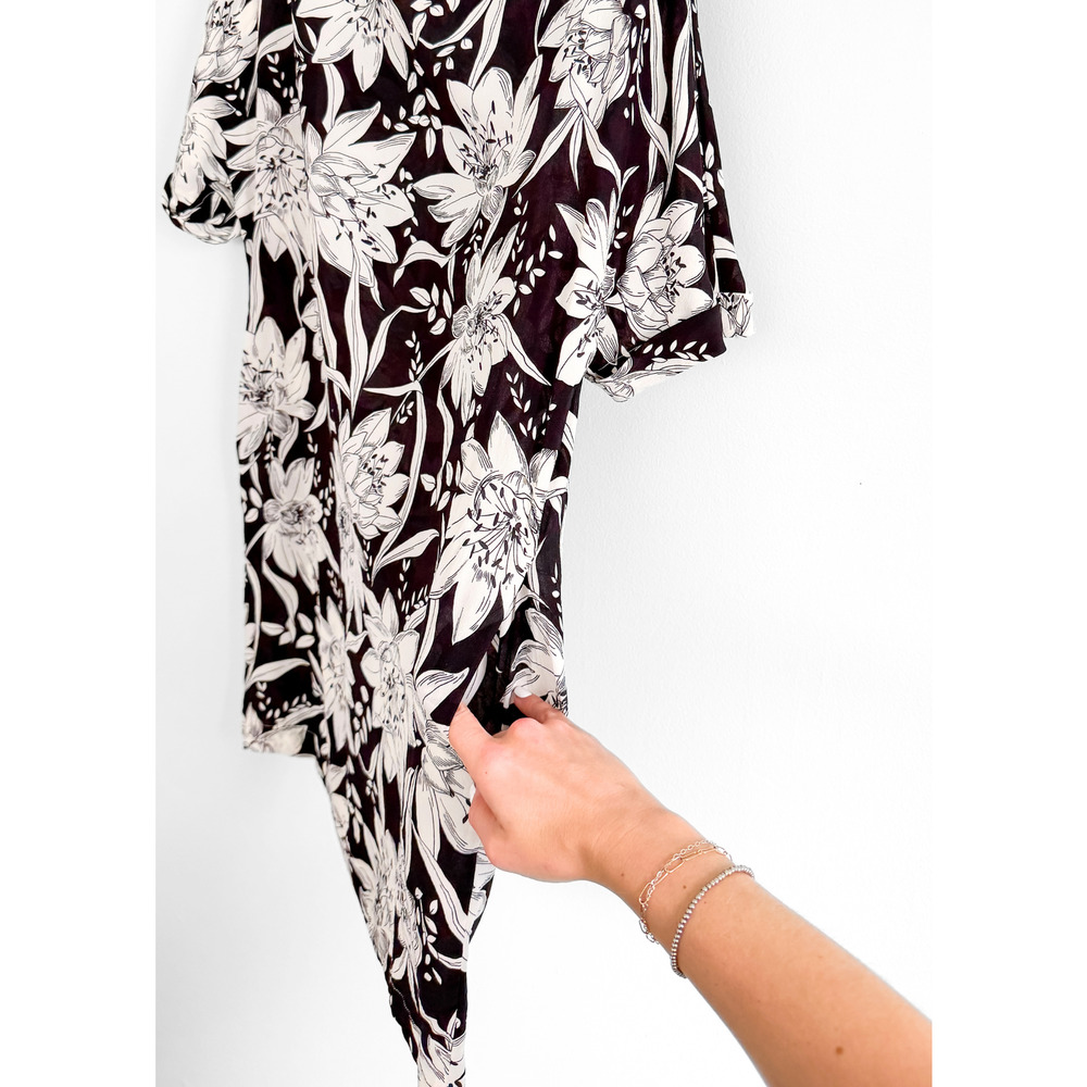 Max Mara Studio Black White Silk Large Floral Shift Dress - Picture 5 of 11